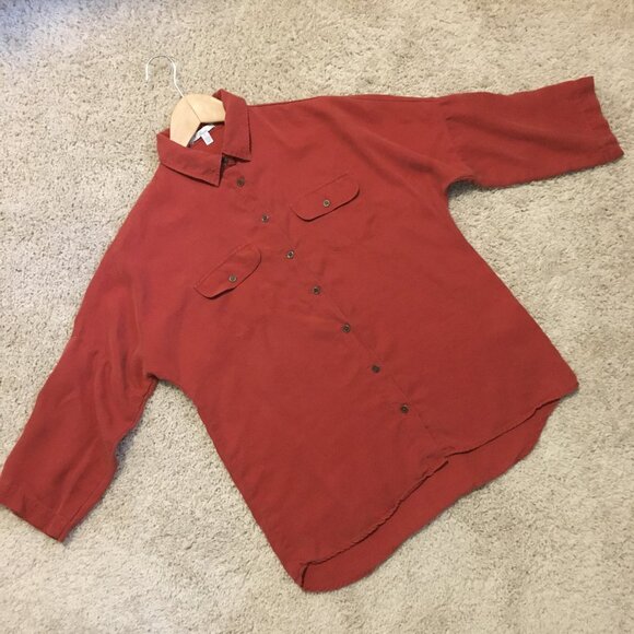 Mavi Brick Red 3/4 Sleeve Button Up Dress Shirt Made in Turkey - Picture 8 of 12